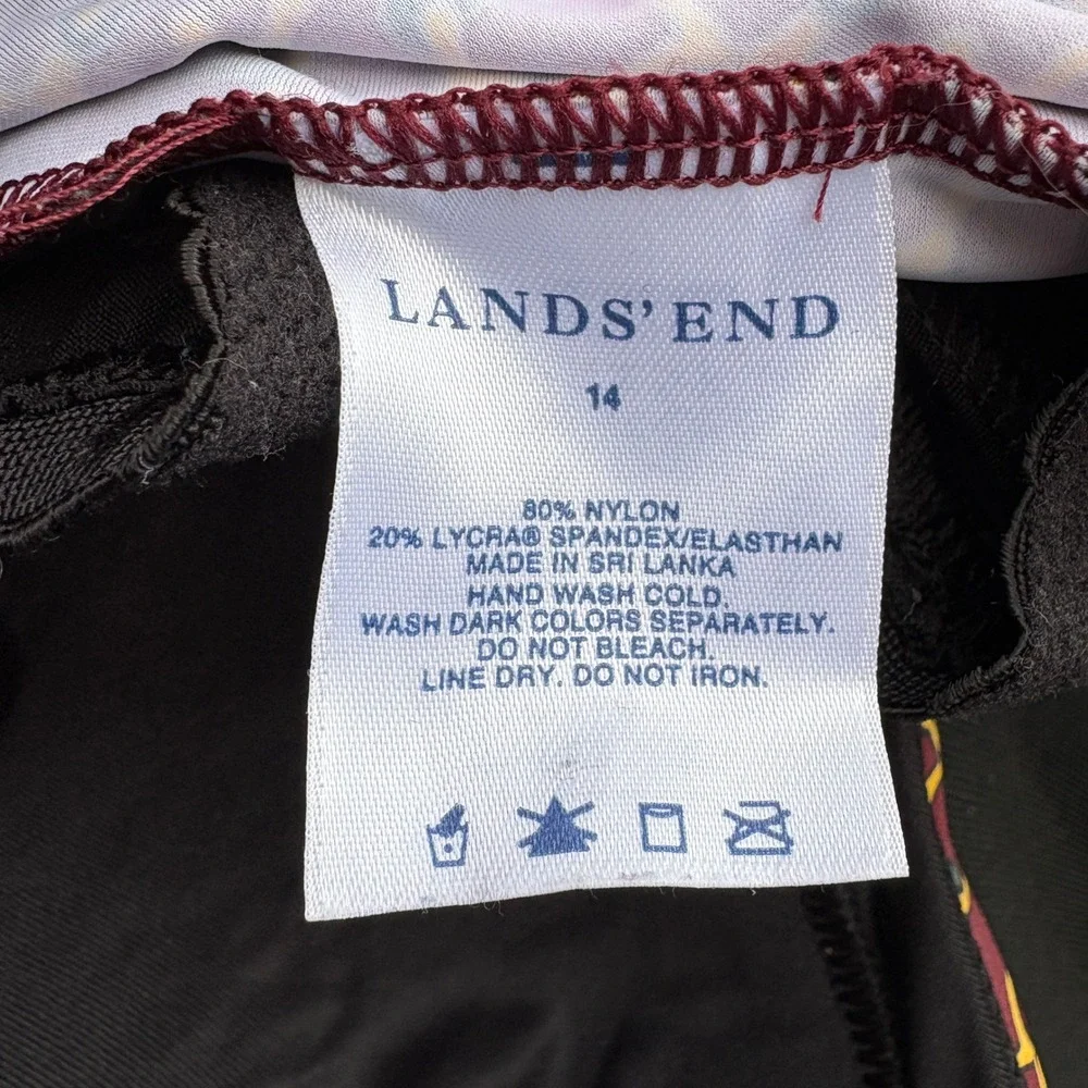 Lands' End Womens 14 One Piece Swimsuit Burgundy Equestrian Bit Halter Beach - Picture 3 of 5